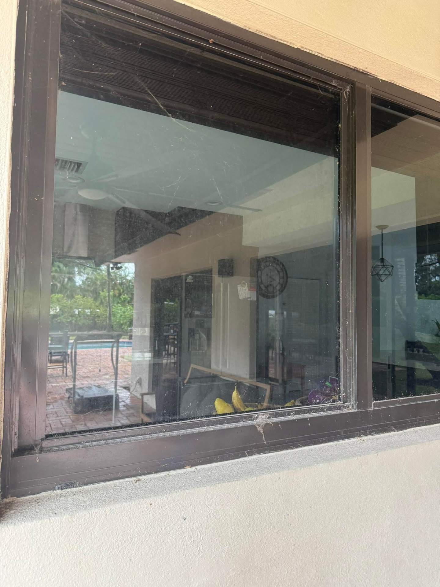 Dirty sliding window with cobwebs